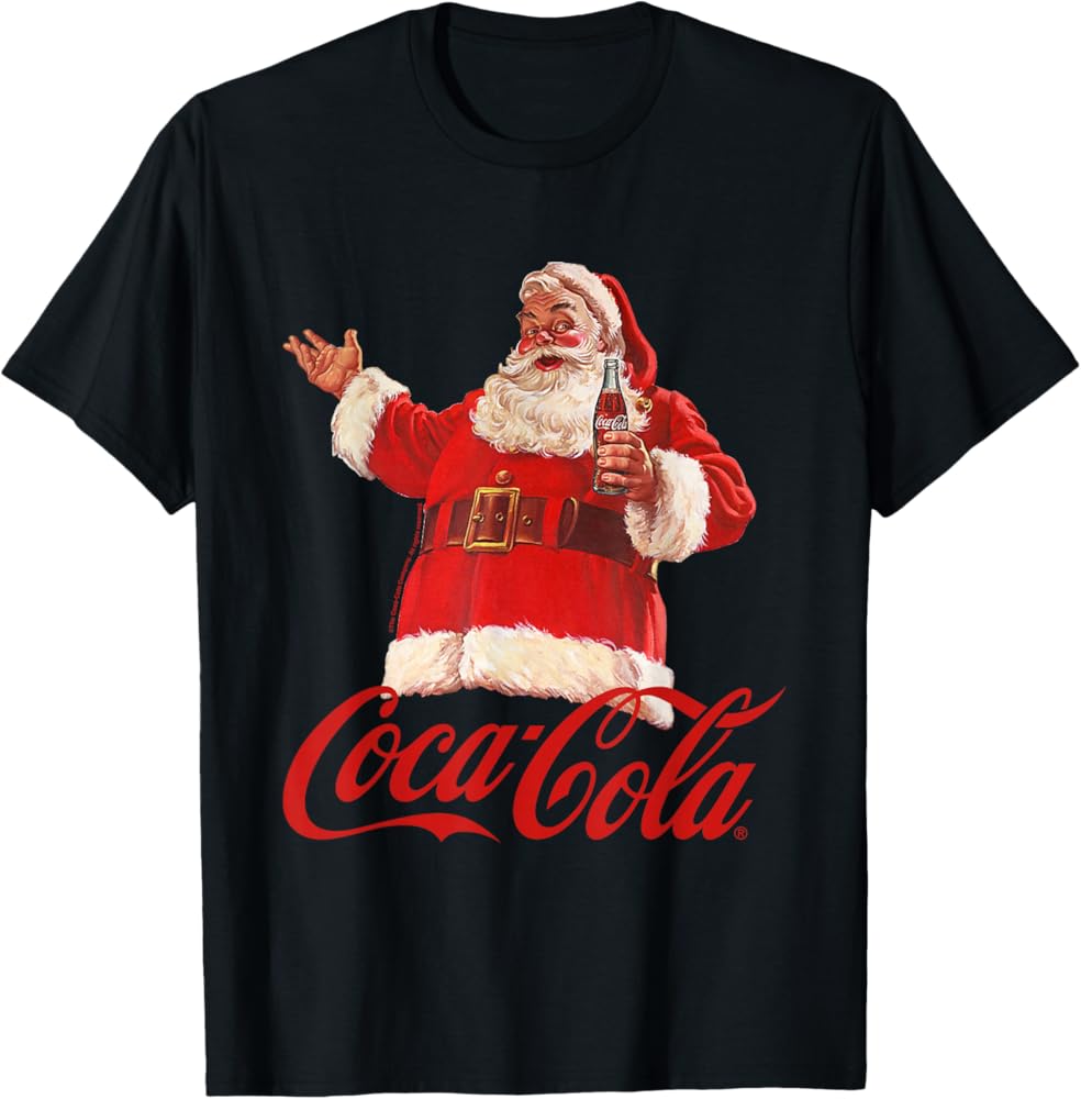 Amazon | コカ・コーラ クリスマスサンタボトル Tシャツ | Tシャツ